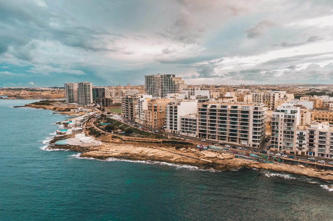 The Sliema seafront from the air